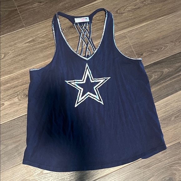 Cowboys Her Style Tops - Stylish Navy Star Tank Top